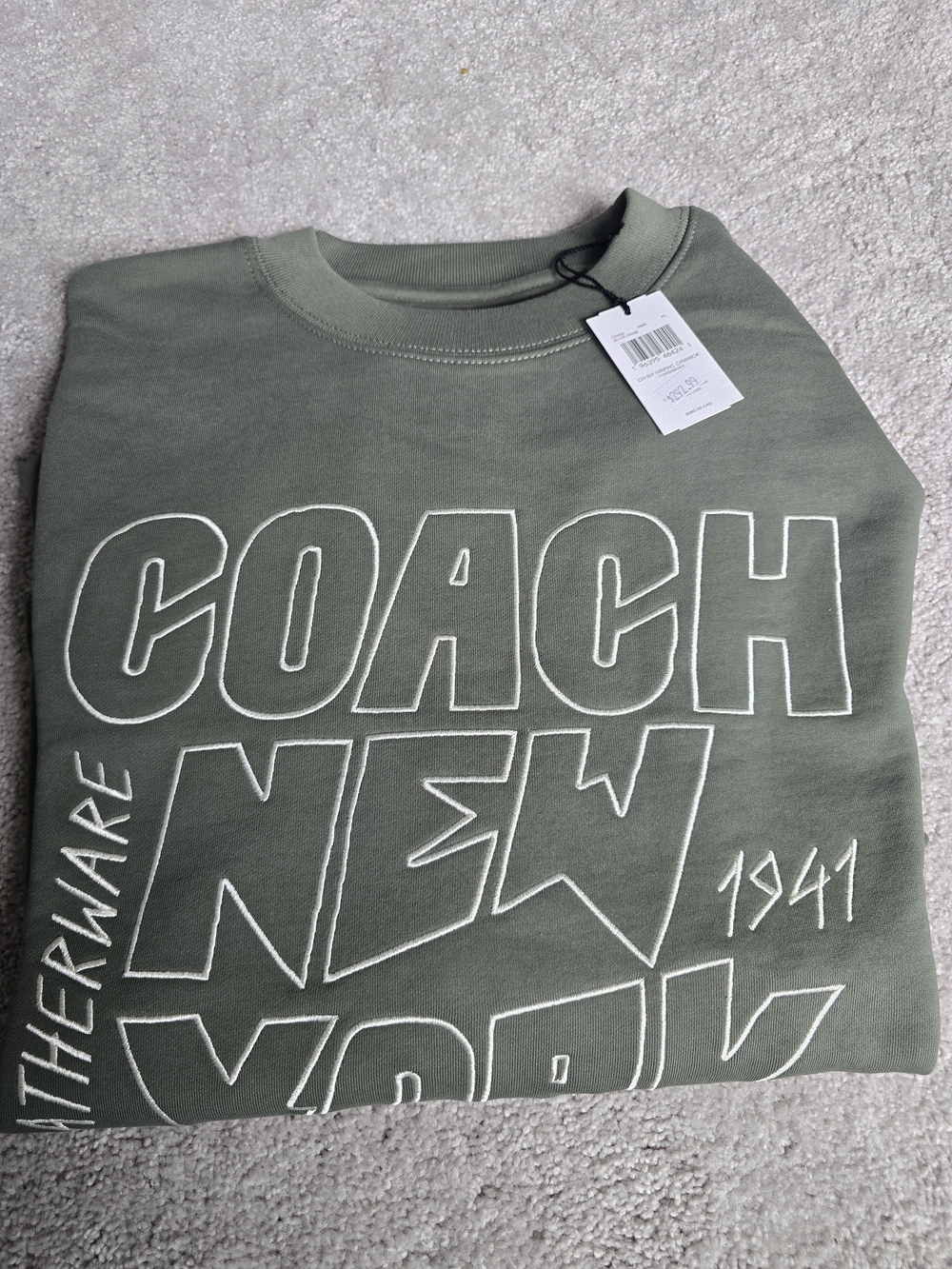 Coach Olive Drab Crewneck Sweatshirt with White Logo
